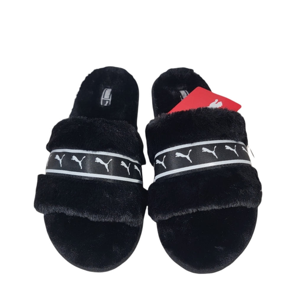 Puma Women's Fluff Remix Slide Sandals Black Sz 7 New WT